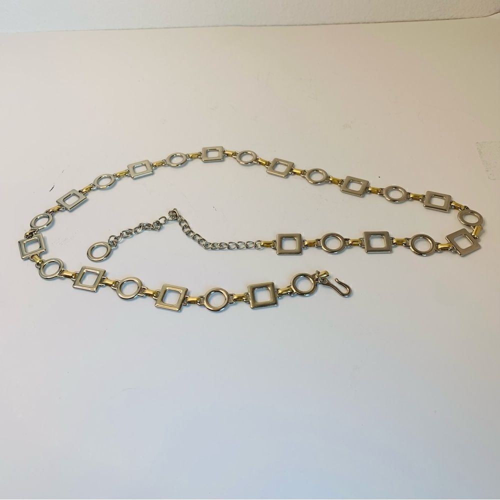 Gold and Silver Geometric Link Chain Belt